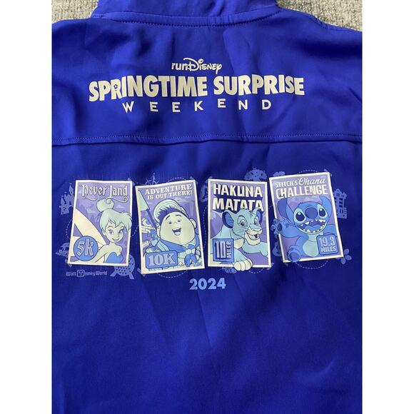 2024 runDisney Springtime Surprise‎ Track Jacket Medium Adult Stitch Tinkerbell - Picture 8 of 13